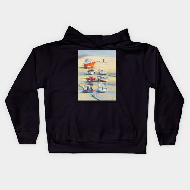 Low Tide, St Ives Kids Hoodie by richardpaul